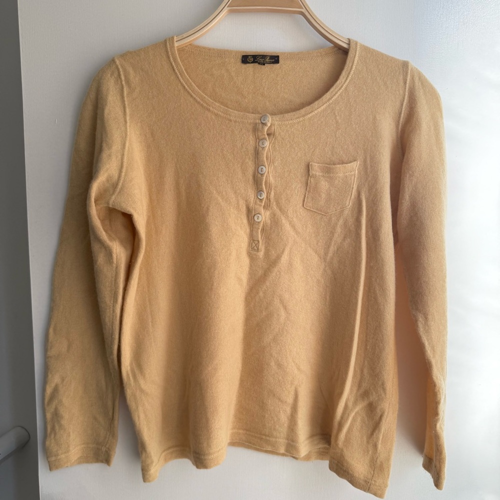 Loro Piana 100% Cashmere Women’s Crew Neck Sweater - Yellow - IT 48 / US 12